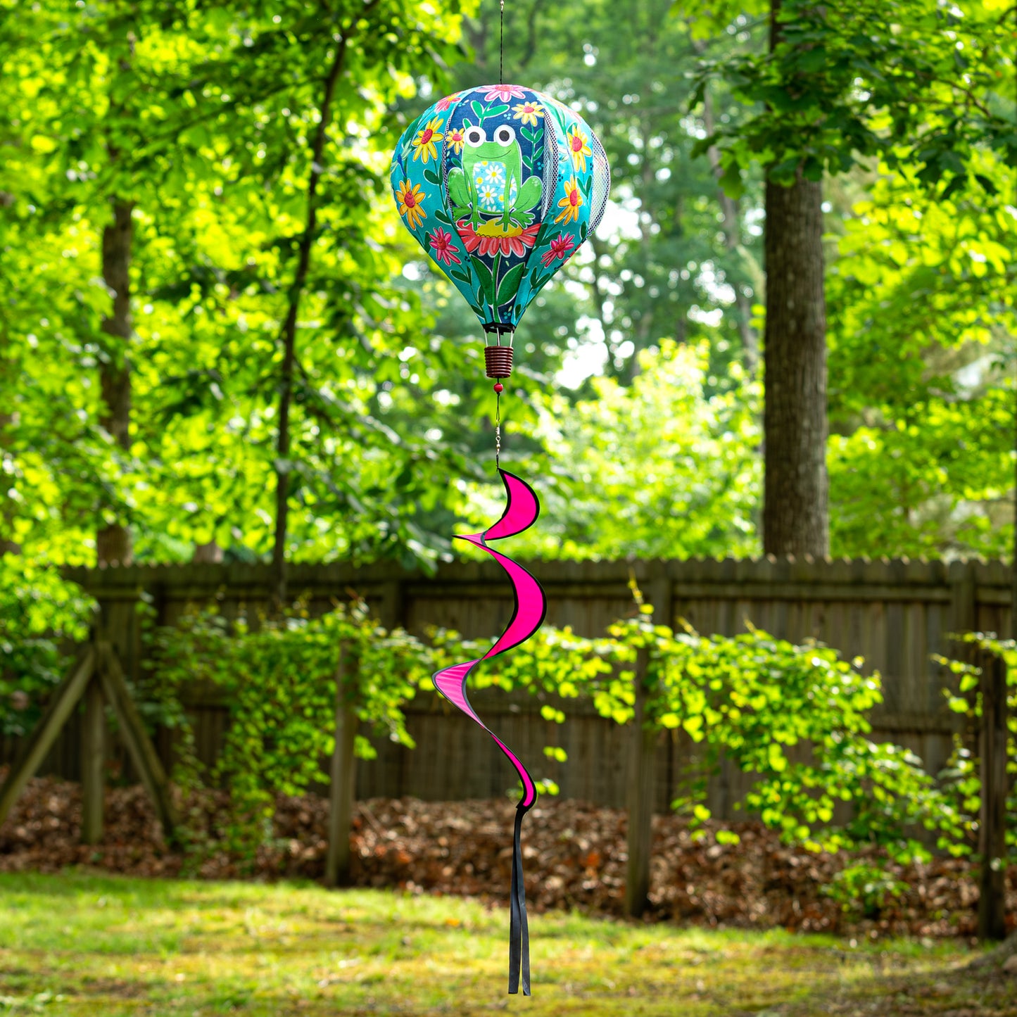 Welcome Friends Frog Hot Air Balloon Spinner; 55"L x 15" Diameter
