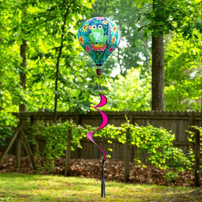 Welcome Friends Frog Hot Air Balloon Spinner; 55"L x 15" Diameter