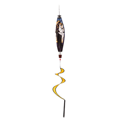 Happy Halloween Black Cat Hot Air Balloon Spinner; 55"L x 15"OD