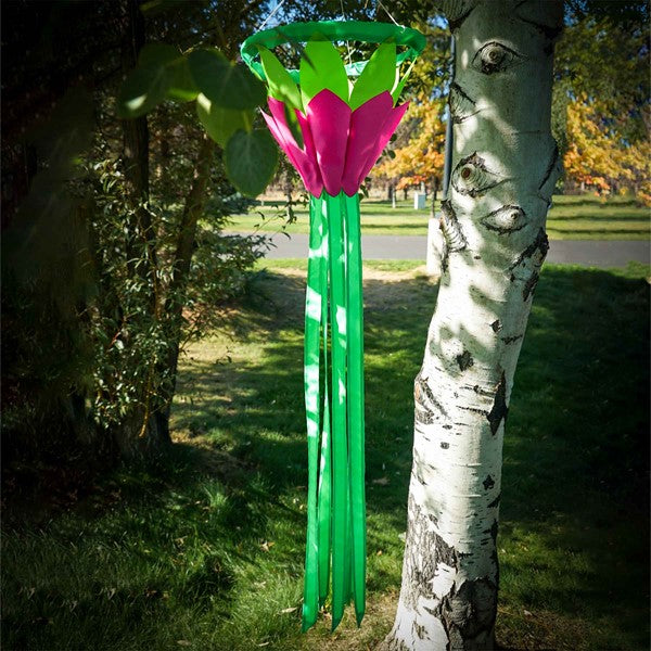Bright Green Lotus Flower 3D Applique Windsock