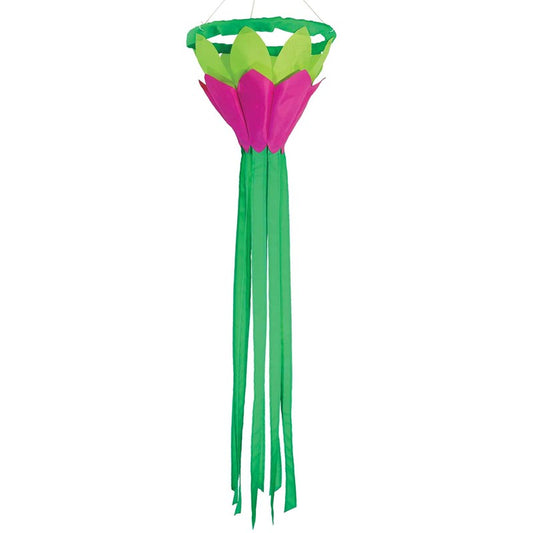 Bright Green Lotus Flower 3D Applique Windsock