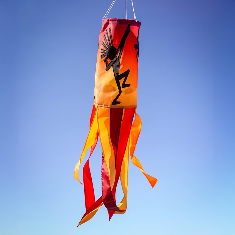 Dancing Kokopelli Illusion Windsock; Polyester 6"x40"L