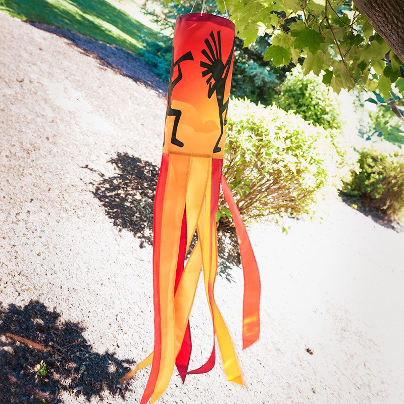 Dancing Kokopelli Illusion Windsock; Polyester 6"x40"L