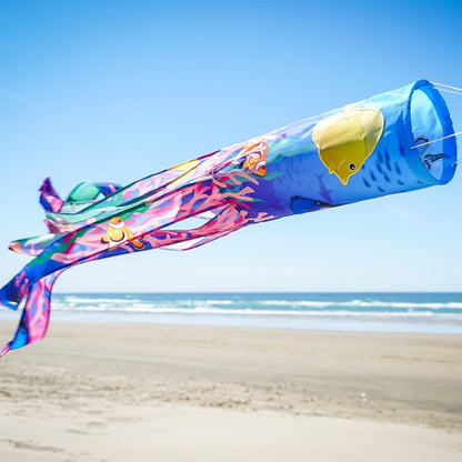 Tropical Fish Illusion Windsock; Polyester 6"x40"L