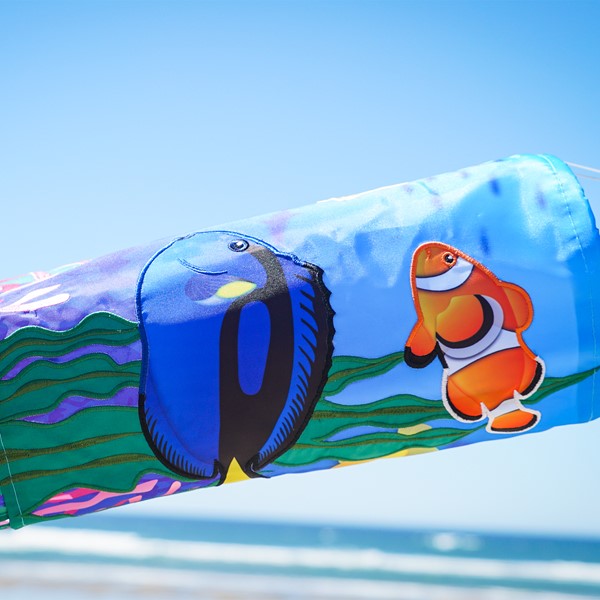 Tropical Fish Illusion Windsock; Polyester 6"x40"L