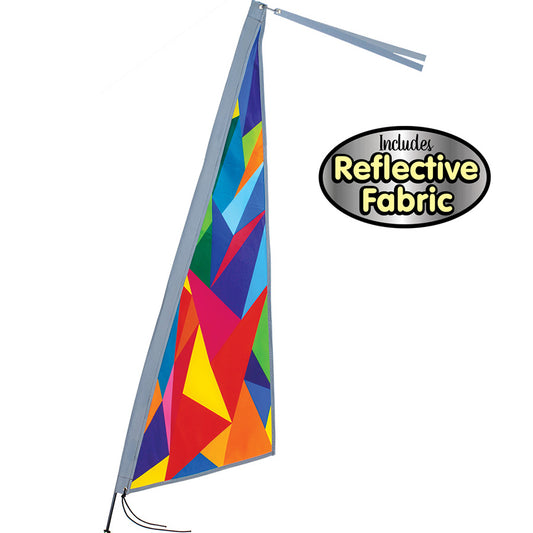 Apex Bike Flag to include 6' 3-piece 6mm fiberglass bike pole; Polyester 39"x12" - Rainbow Fractal
