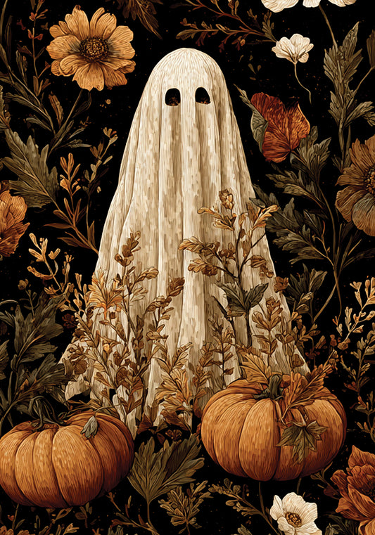 Vintage Ghost Printed Garden Flag; Polyester 12"x18"