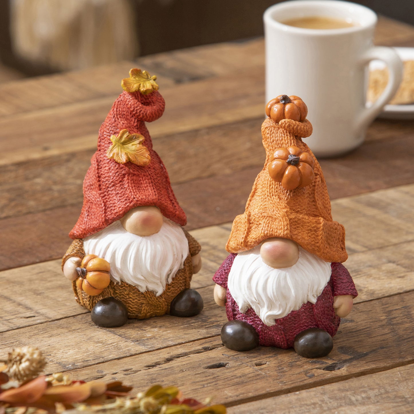 Fall Leaves & Pumpkin Gnomes Tabletop Decor