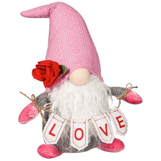 Plush Valentine's Day Gnome Tabletop Decor