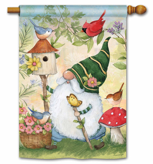 Birdhouse Gnome House Flag