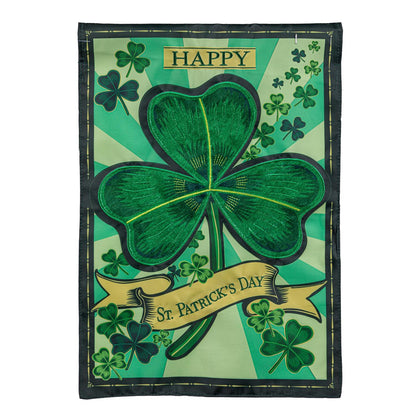 St Patrick's Day Shamrock Garden Flag