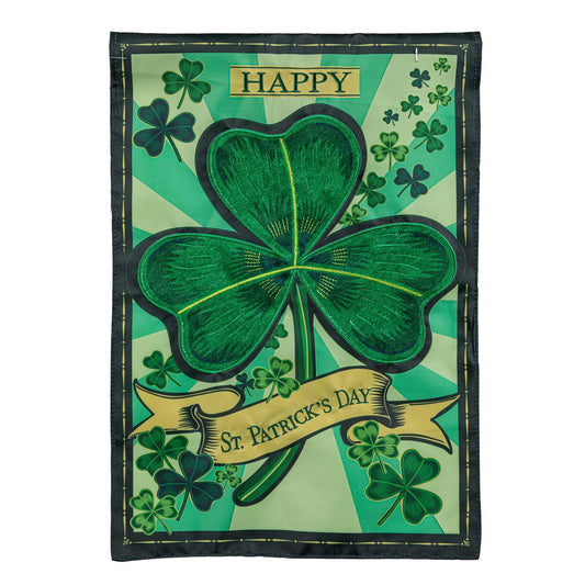 St Patrick's Day Shamrock Garden Flag