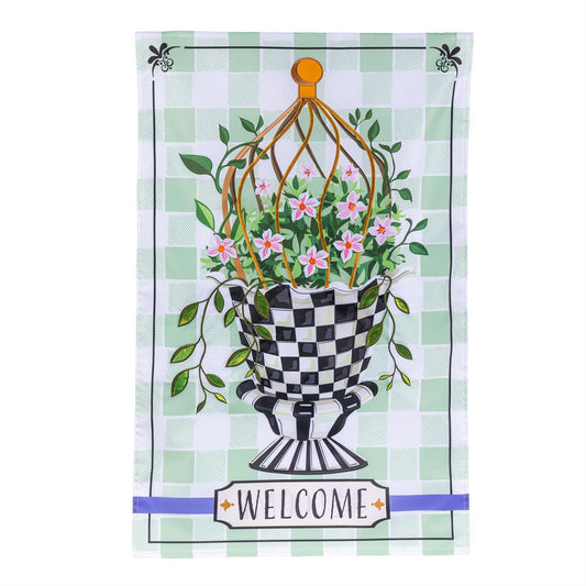 Spring Topiary Printed/Applique House Flag; Polyester 28"x44"