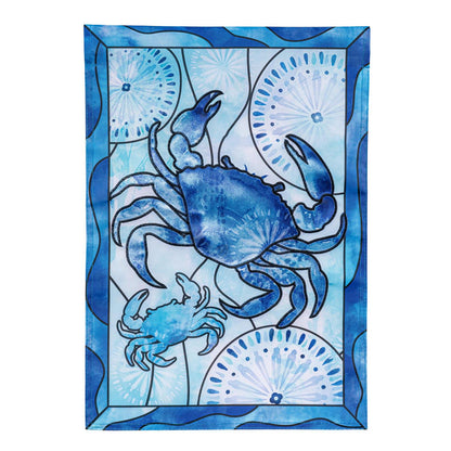 Blue Coastal Framed Crab Garden Flag; Polyester
