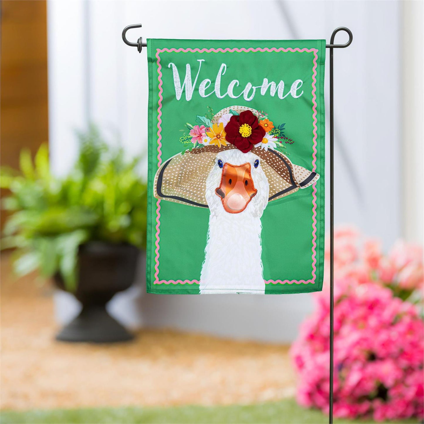 Flowery Goose Garden Flag