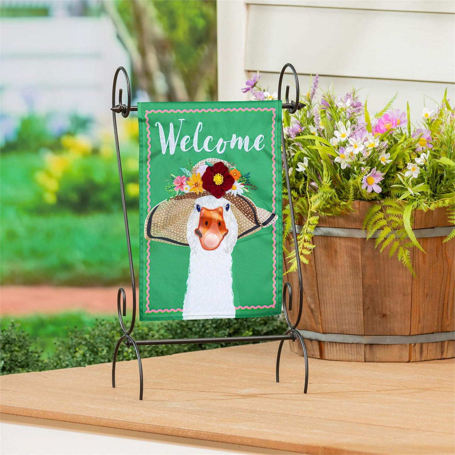Flowery Goose Garden Flag