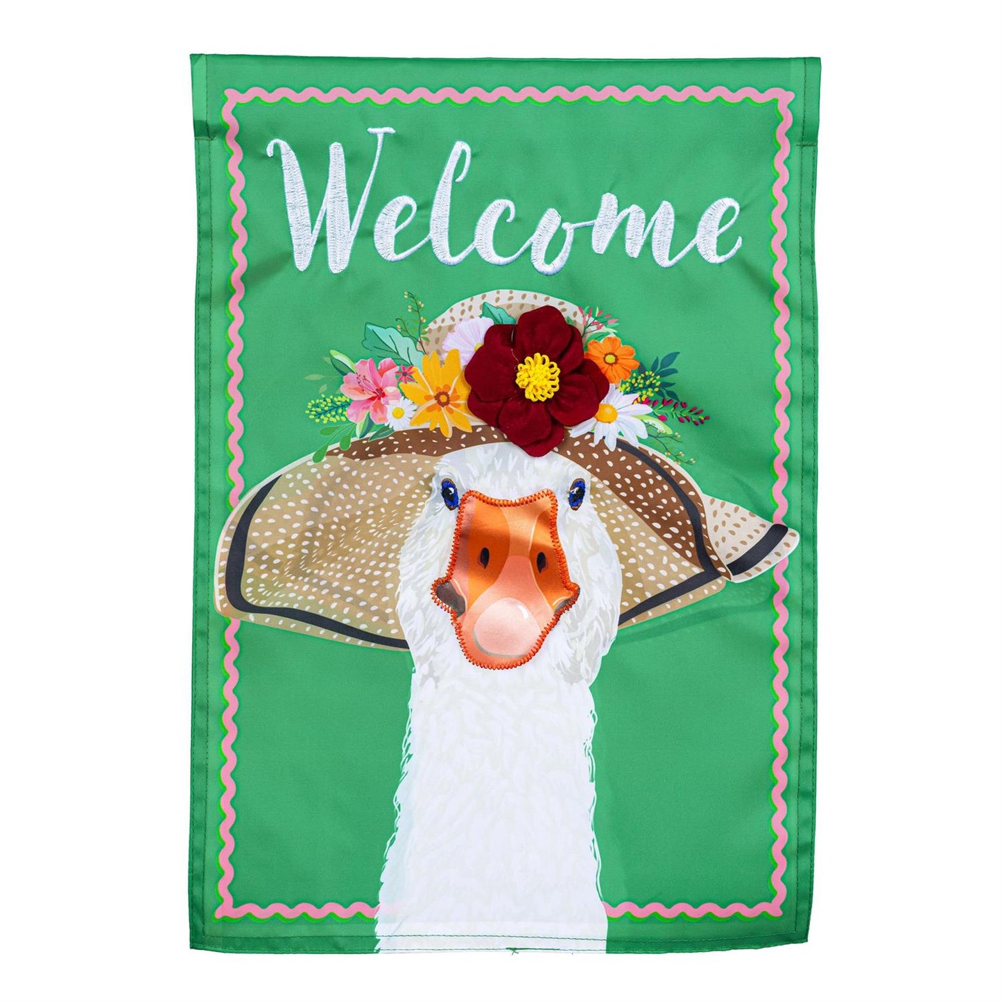 Flowery Goose Garden Flag
