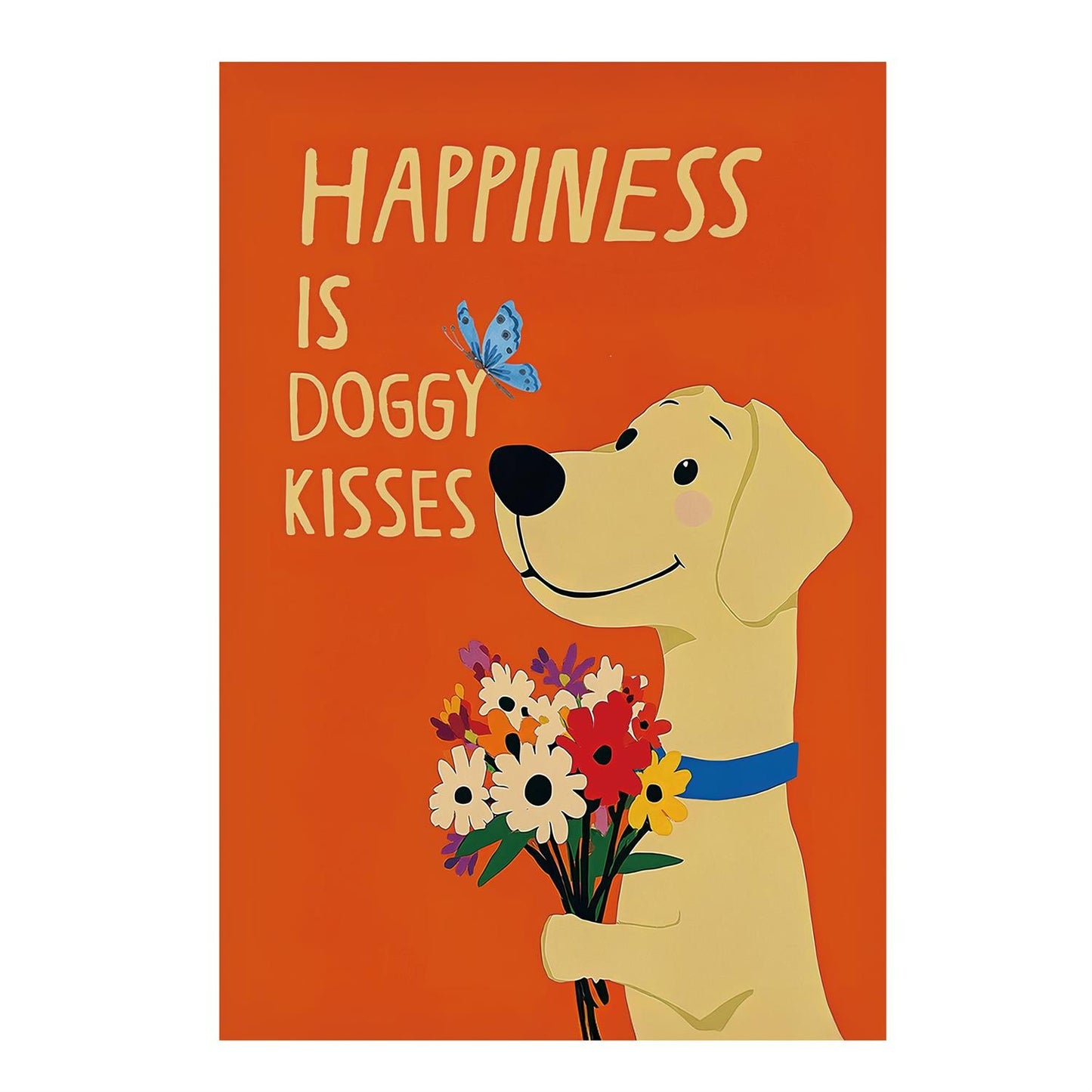 Happy Dog Kisses Applique Garden Flag; Polyester