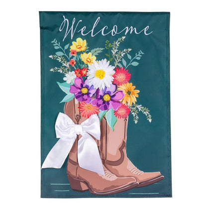 Boots and Bow Garden Flag; Polyester