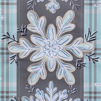 Snowflake Trio Printed/Applique Garden Flag; Polyester