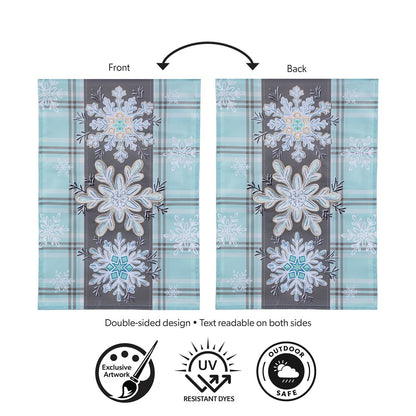 Snowflake Trio Printed/Applique Garden Flag; Polyester