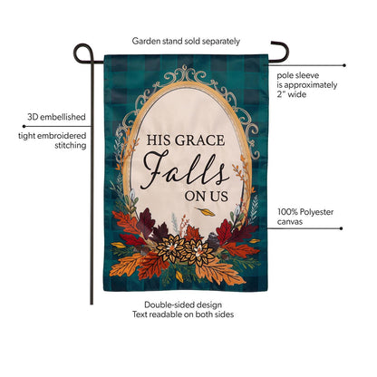 His Grace Falls On Us Applique Garden Flag; Polyester