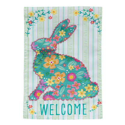 Floral Patterned Bunny Garden Flag; Polyester 12.5"x18"