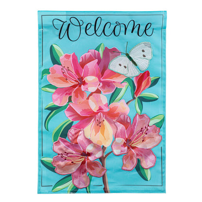Vivid Azaleas Applique Garden Flag; Polyester 12.5"x18"