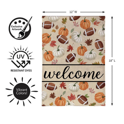 Game Day Welcome Burlap Garden Flag; Polyester 12.5"x18"