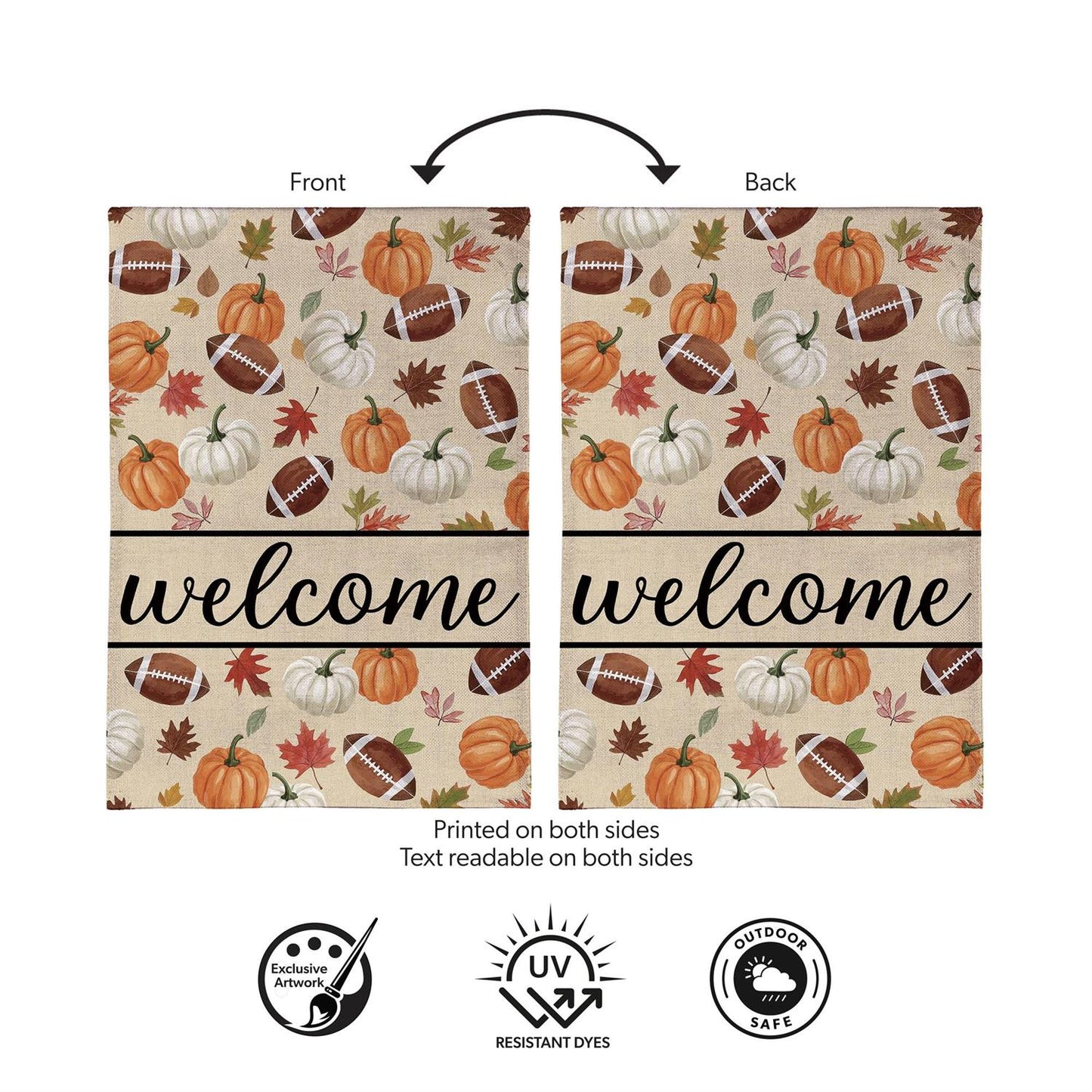 Game Day Welcome Burlap Garden Flag; Polyester 12.5"x18"