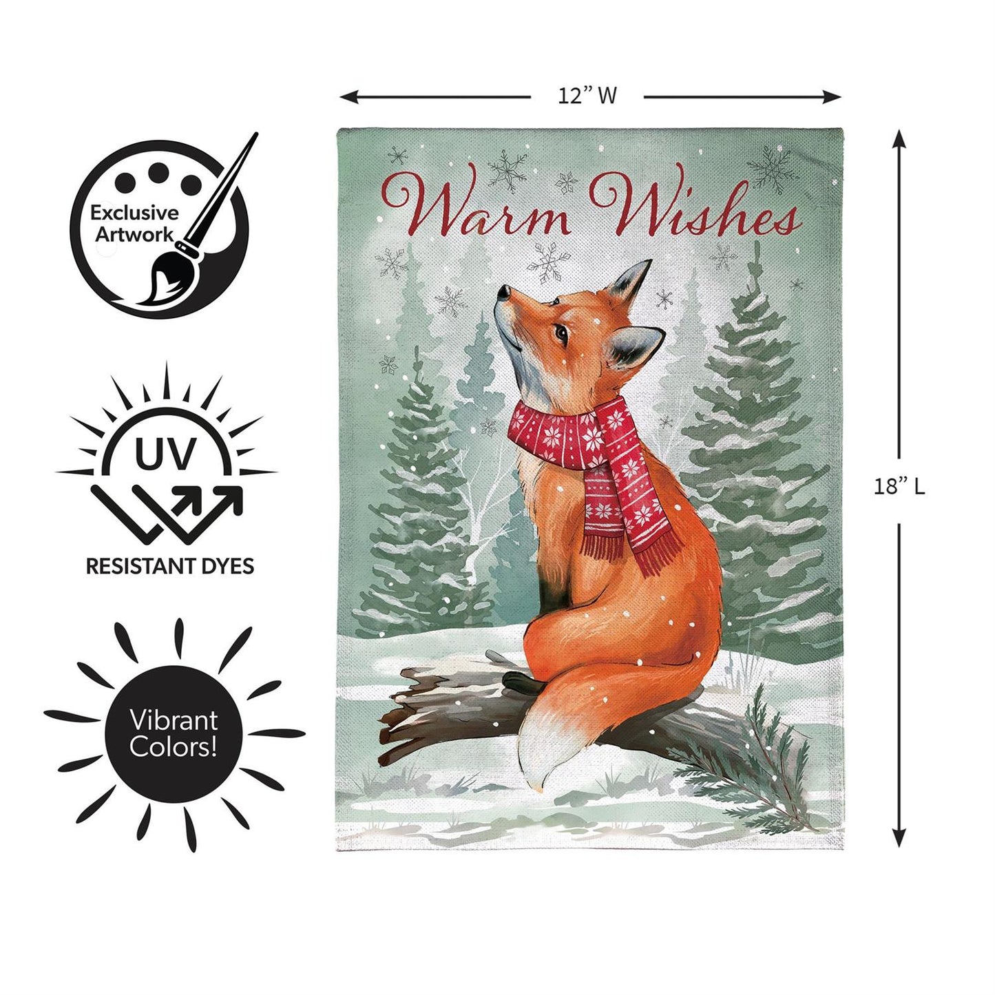 Winter Grove Fox Burlap Garden Flag; Polyester 12.5"x18"