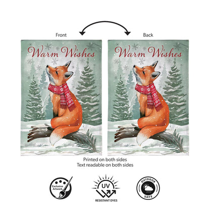 Winter Grove Fox Burlap Garden Flag; Polyester 12.5"x18"