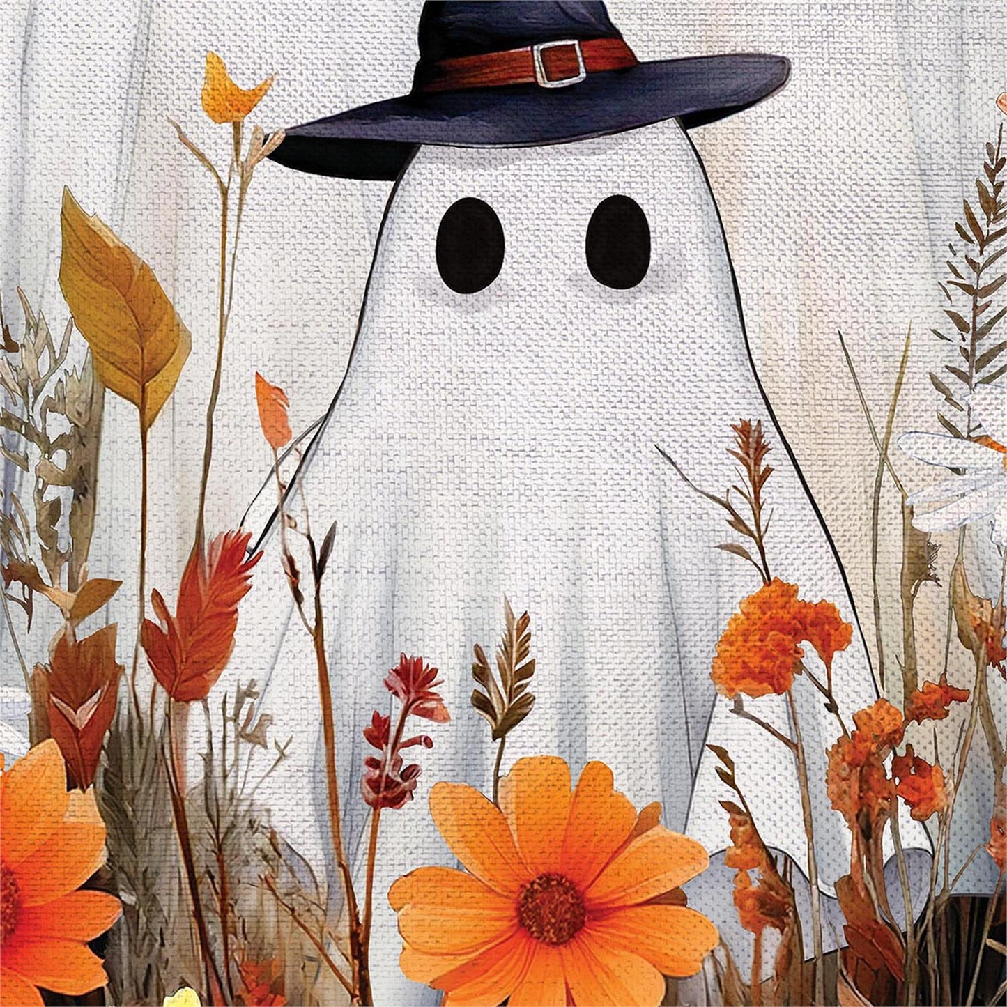 Halloween Ghost Family Burlap Garden Flag; Polyester 12.5"x18"