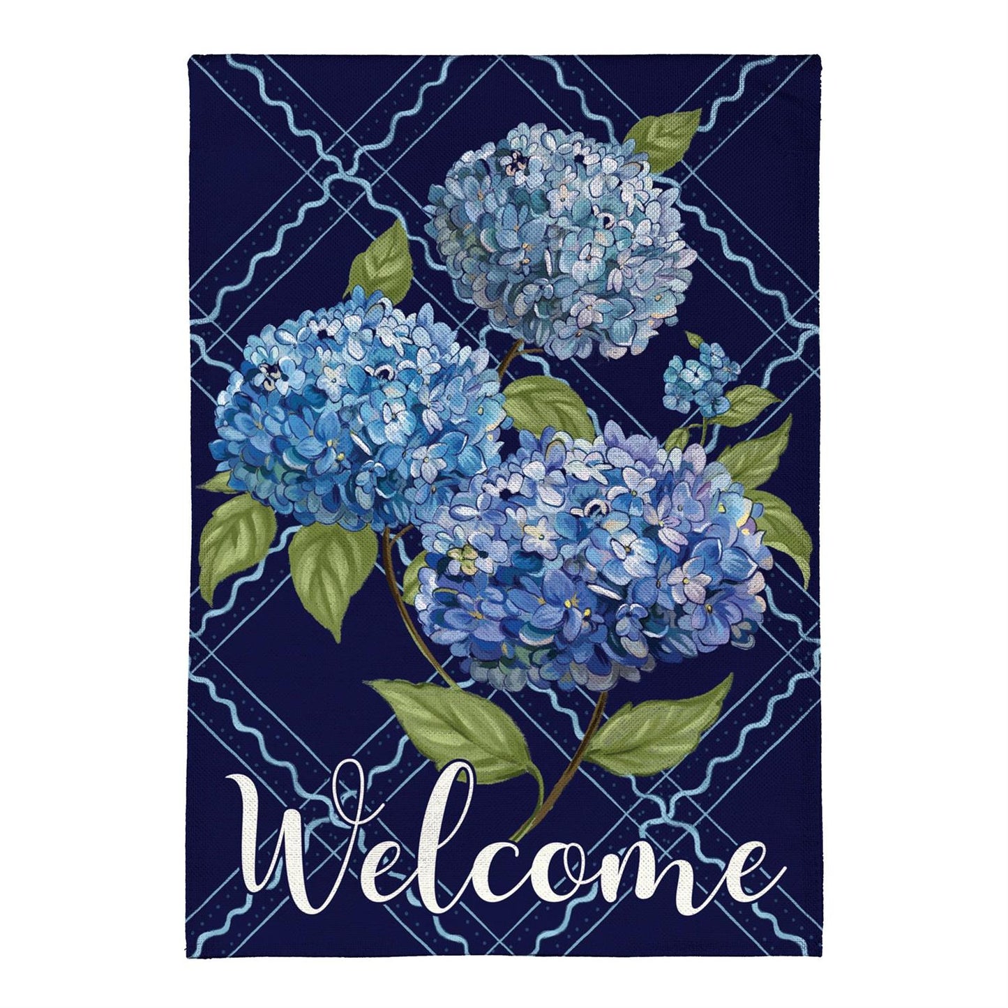VivaStyle Hydrangea Welcome Burlap Garden Flag; Polyester 12.5"x18"