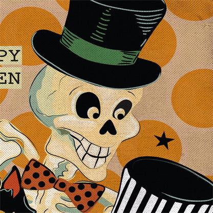 Halloween Trio Burlap Garden Flag; Polyester 12.5"x18"