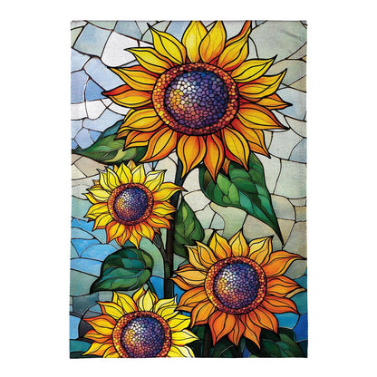 Stained Glass Sunflower Stalk Garden Flag