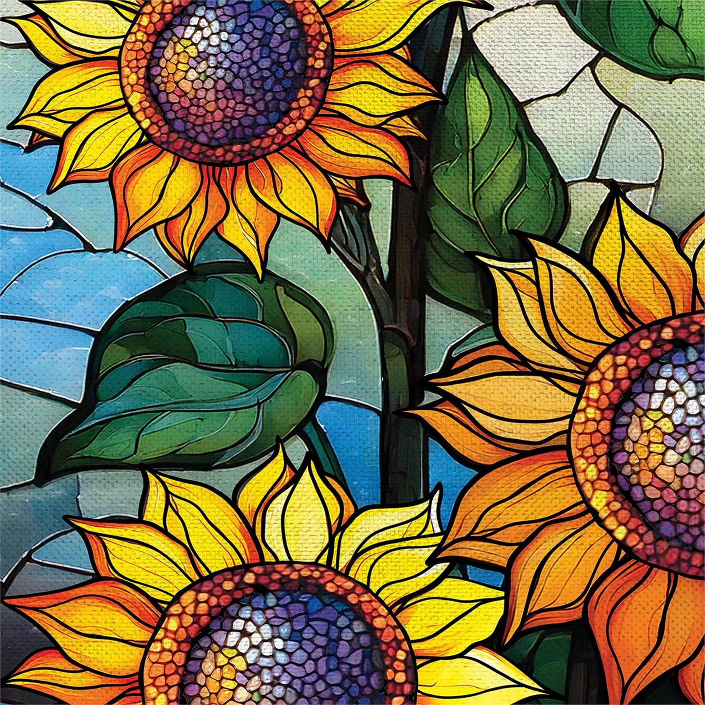 Stained Glass Sunflower Stalk Garden Flag