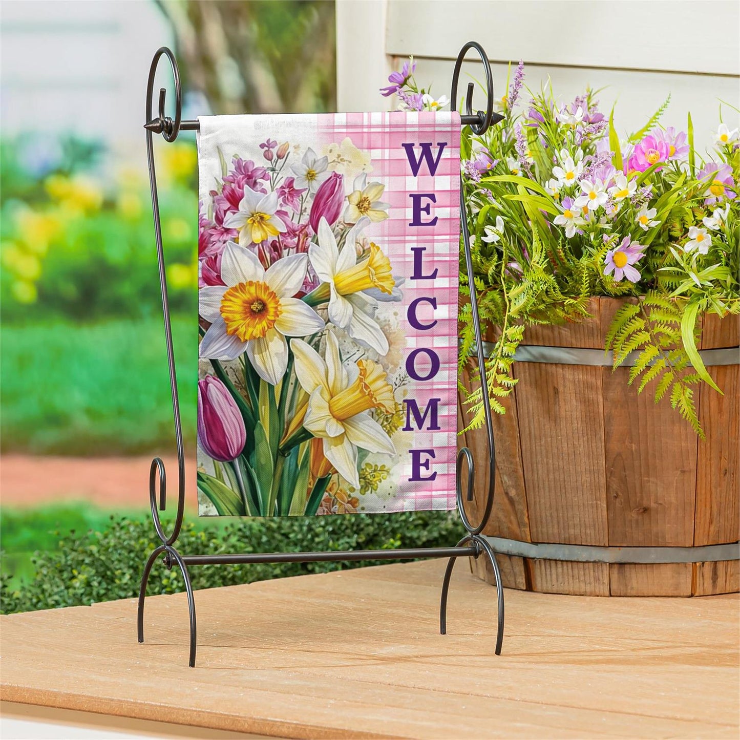 Blooming Buttercups Burlap Garden Flag; Polyester 12.5"x18"