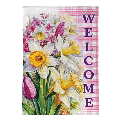 Blooming Buttercups Burlap Garden Flag; Polyester 12.5"x18"