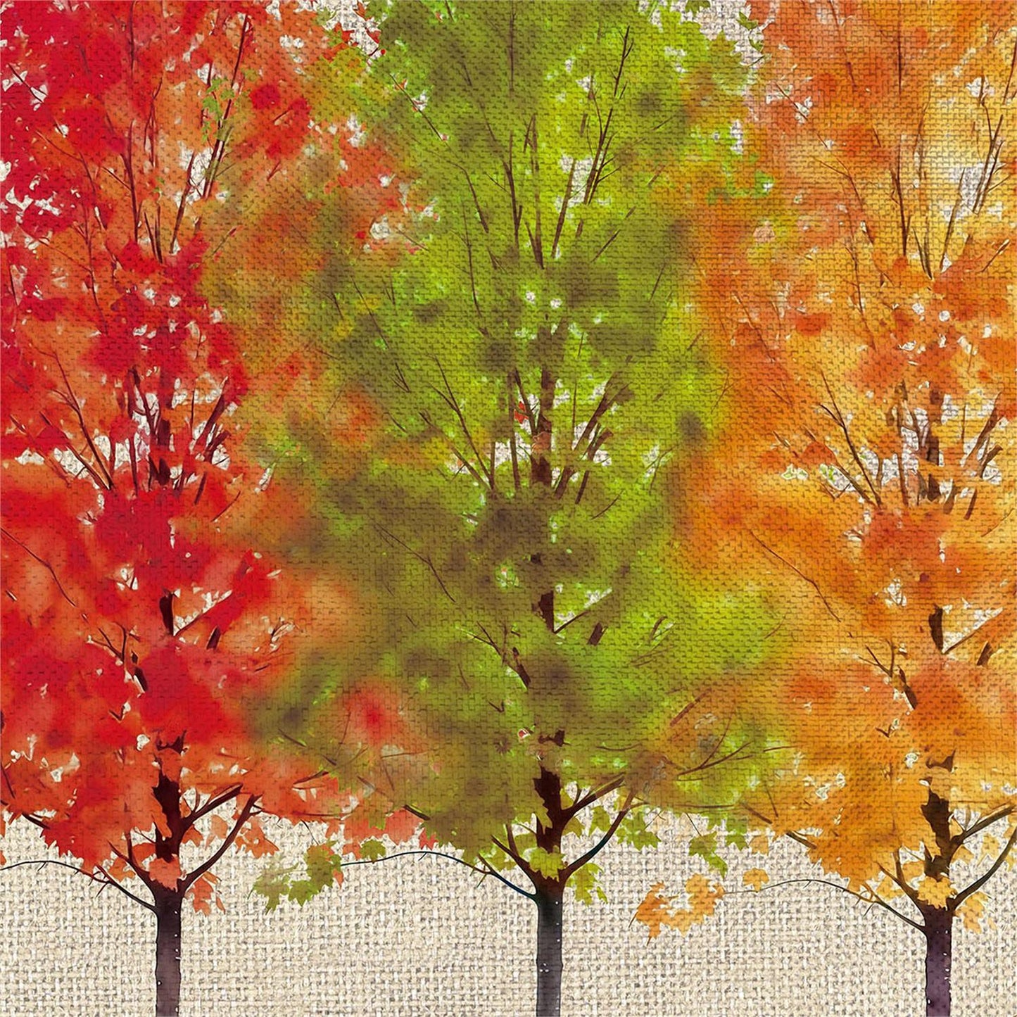 Hello Fall Autumn Trees Burlap Garden Flag; Polyester 12.5"x18"