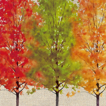Hello Fall Autumn Trees Burlap Garden Flag; Polyester 12.5"x18"