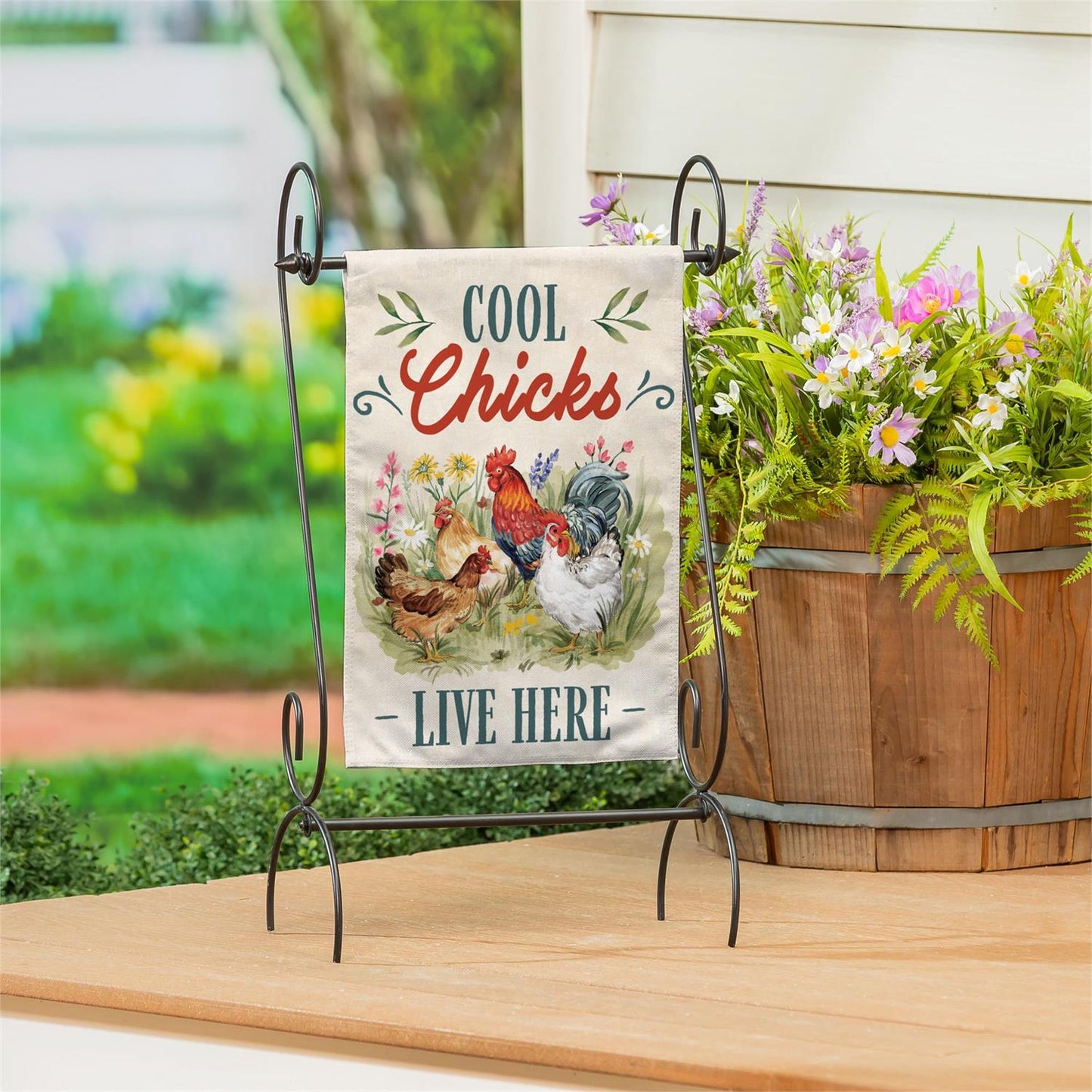 Petal & Plow Cool Chicks Burlap Garden Flag; Polyester 12.5"x18"