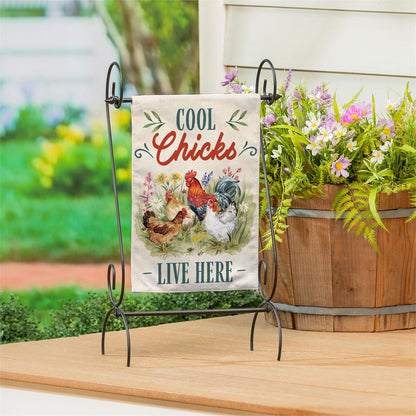 Petal & Plow Cool Chicks Burlap Garden Flag; Polyester 12.5"x18"