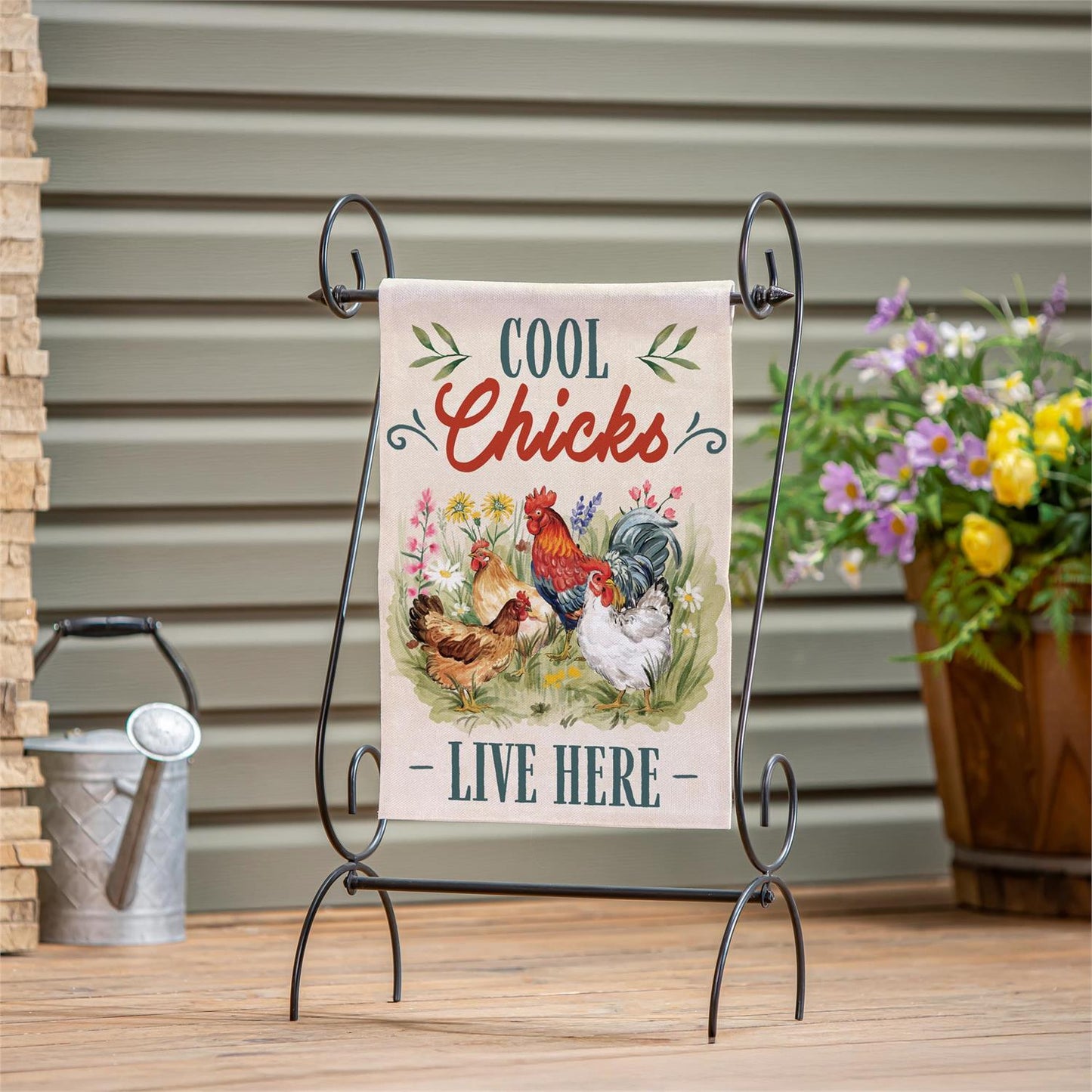 Petal & Plow Cool Chicks Burlap Garden Flag; Polyester 12.5"x18"