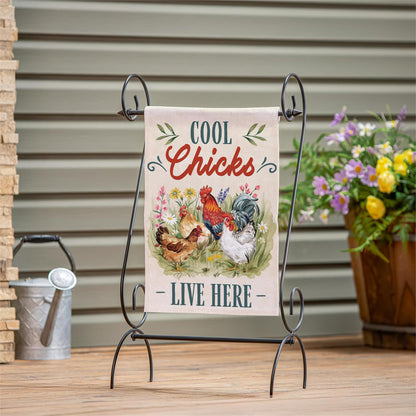 Petal & Plow Cool Chicks Burlap Garden Flag; Polyester 12.5"x18"