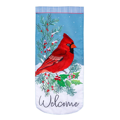 Winter Night Cardinal Everlasting Impressions Garden Flag; Polyester-Linen Blend 12.5"x28"