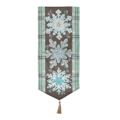 Snowflake Trio Everlasting Impressions Garden Flag; Polyester-Linen Blend 12.5"x28"