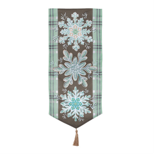 Snowflake Trio Everlasting Impressions Garden Flag; Polyester-Linen Blend 12.5"x28"