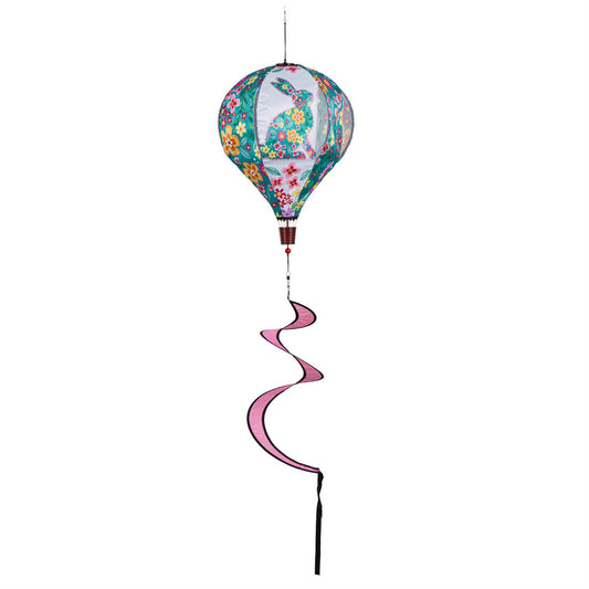 Floral Patterned Bunny Hot Air Balloon Spinner; 55"L x 15" Diameter