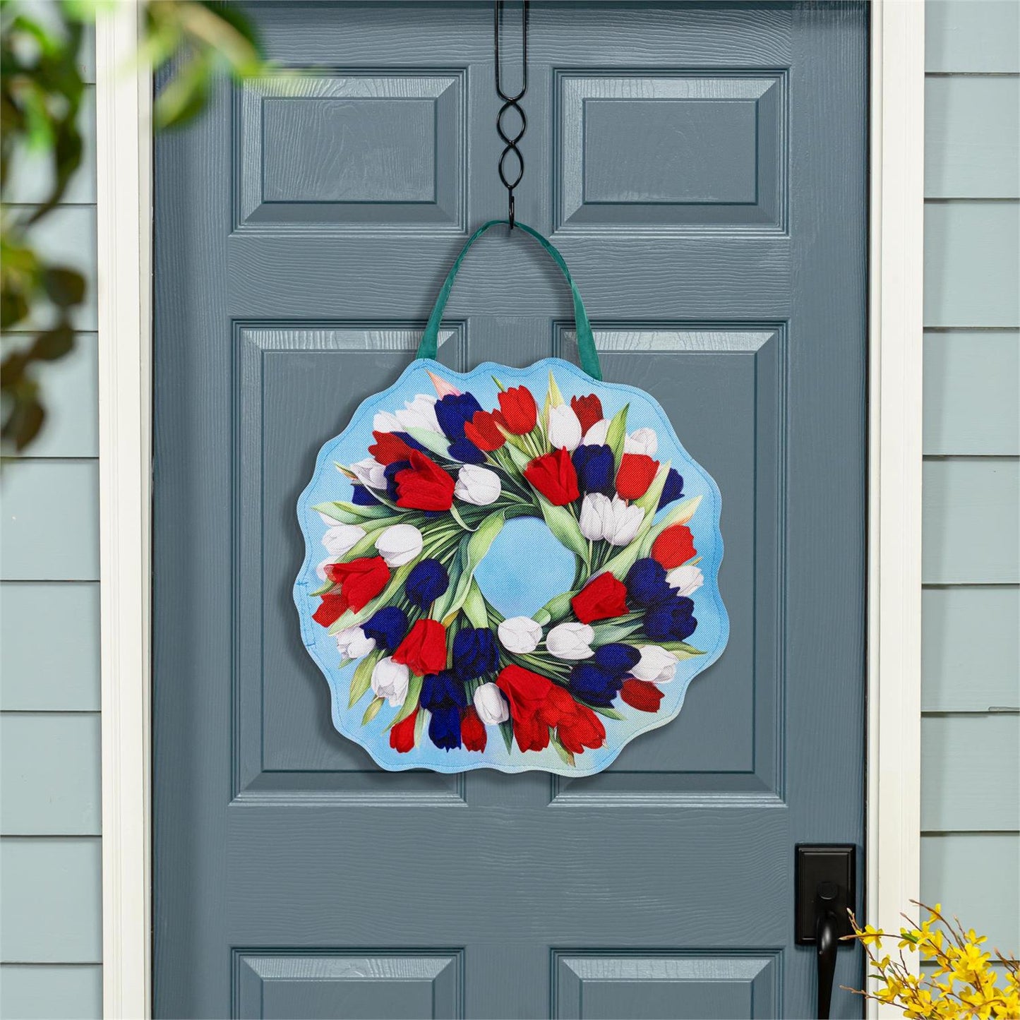 Spring Pink & Patriotic Tulips 2-Sided Door Hanger